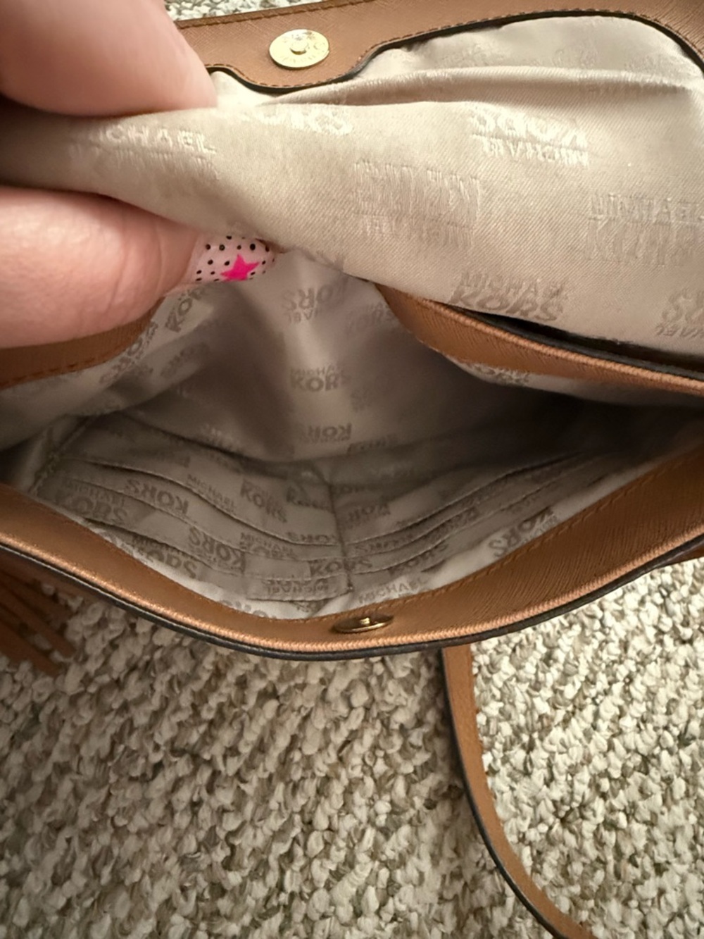 Michael Kors Tan Pebbled Leather Crossbody with Tassel - Picture 7 of 8